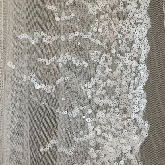 Savannah Miller VREELAND Sequin Bridal Cape | Wedding Dress Topper Ivory | Small - Picture 11 of 11